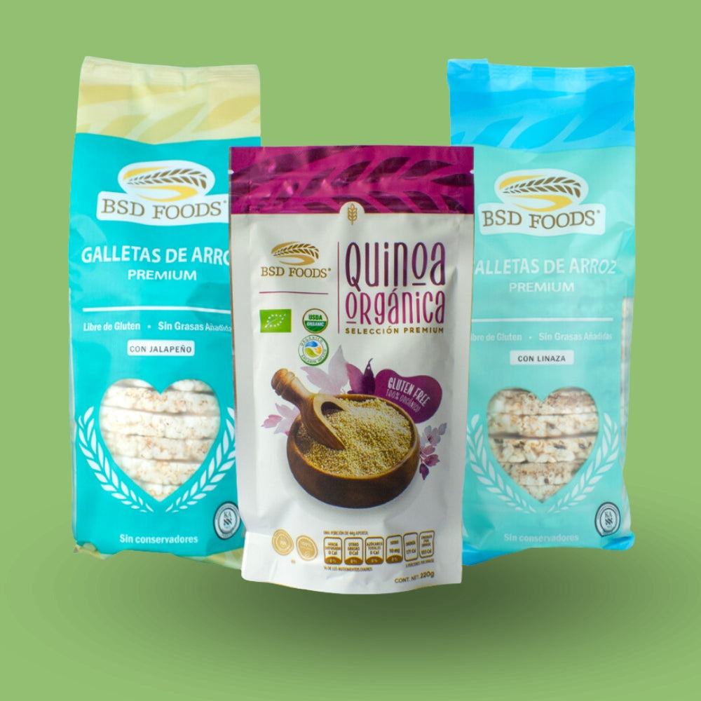 📦 Paquete: Quinoa orgánica + Galletas de Arroz Premium de Jalapeño y Linaza