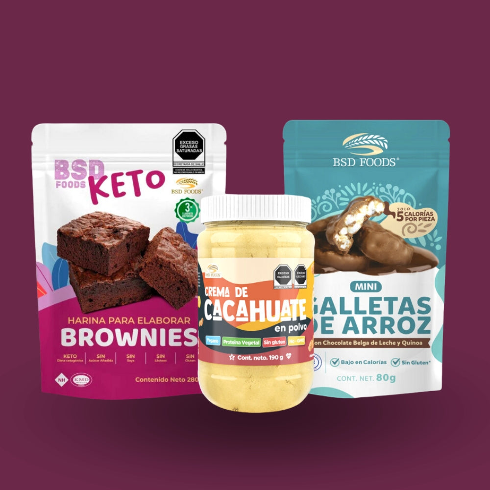 📦 Paquete: 🍫 Brownie de Chocolate + 🍪 Galletas de Arroz con Chocolate + 🥜 Crema de Cacahuate